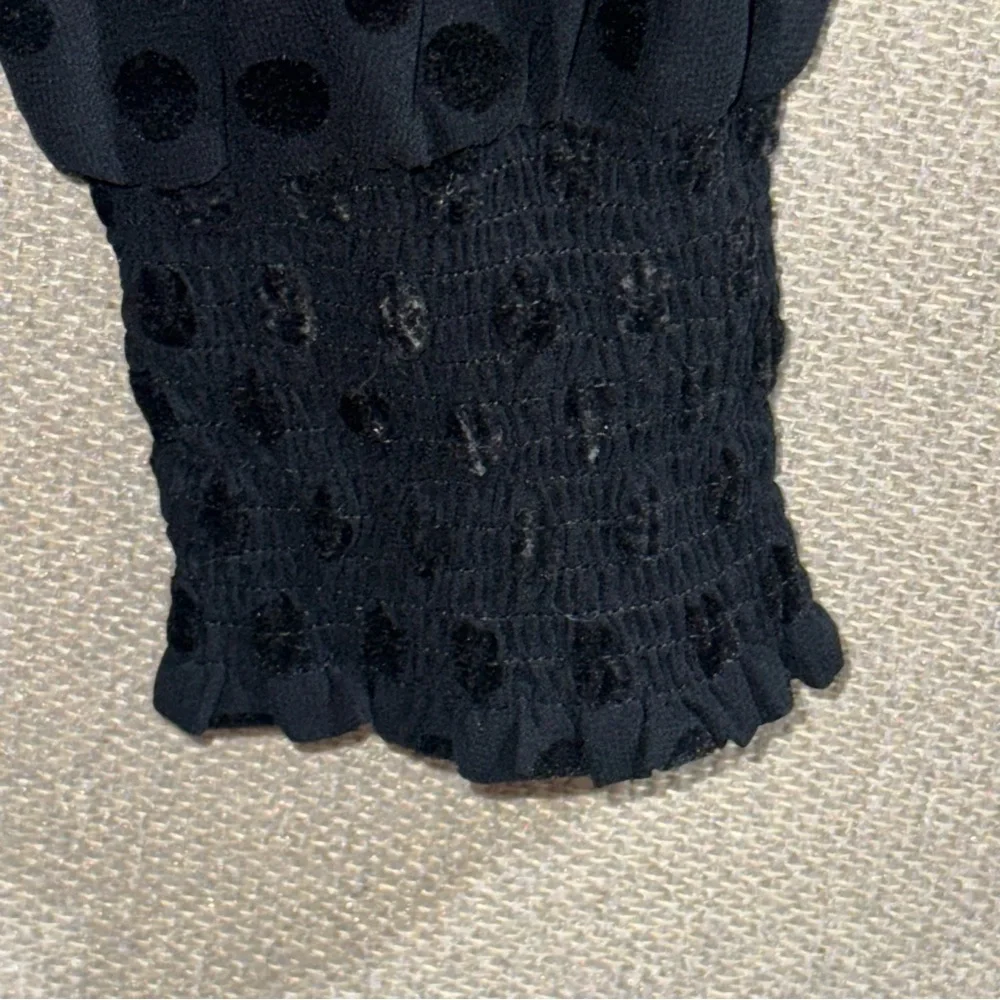 LOFT Black Polka Dot Sheer Long Sleeve Blouse